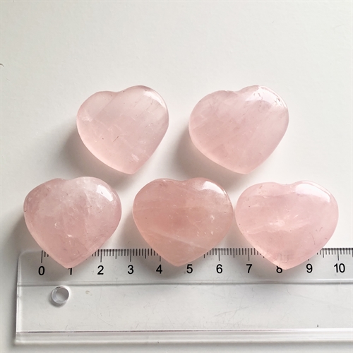 Rosenkvarts Hjerte 3-3,5 cm - Farverne varierer.
